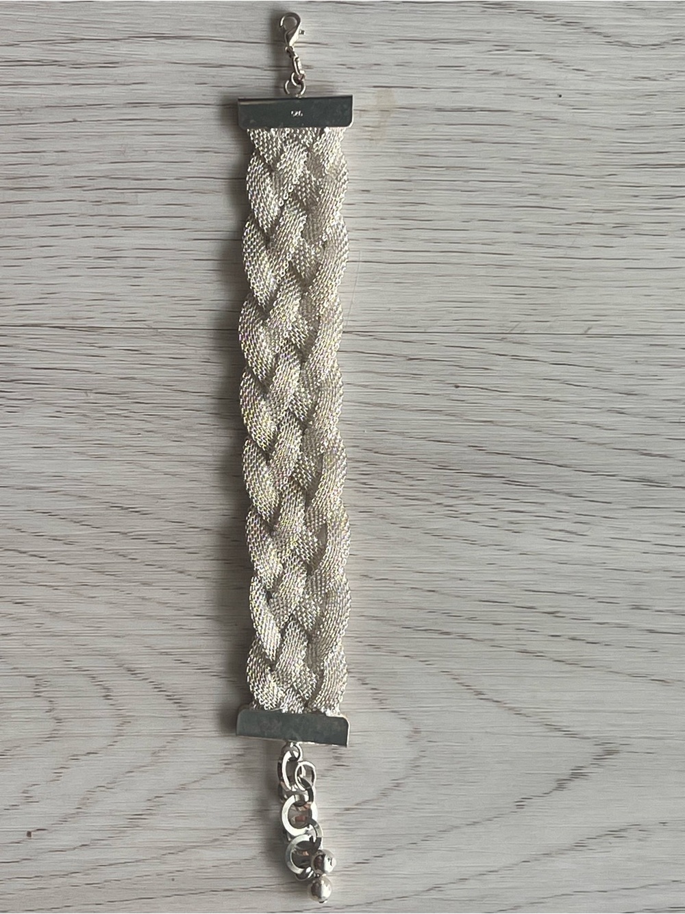 Vintage 925 Sterling Silver Braided Woven Mesh Wide Cuff Bracelet - Picture 2 of 6